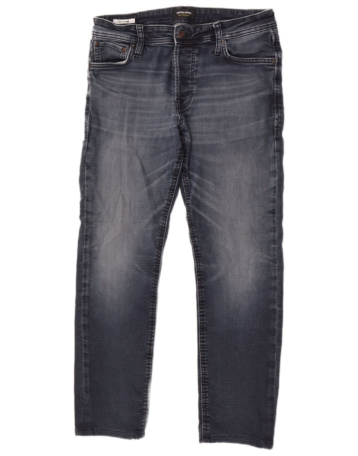 Jack & Jones Masculino GLENN Slim Jeans W33 L30 Azul Algodão