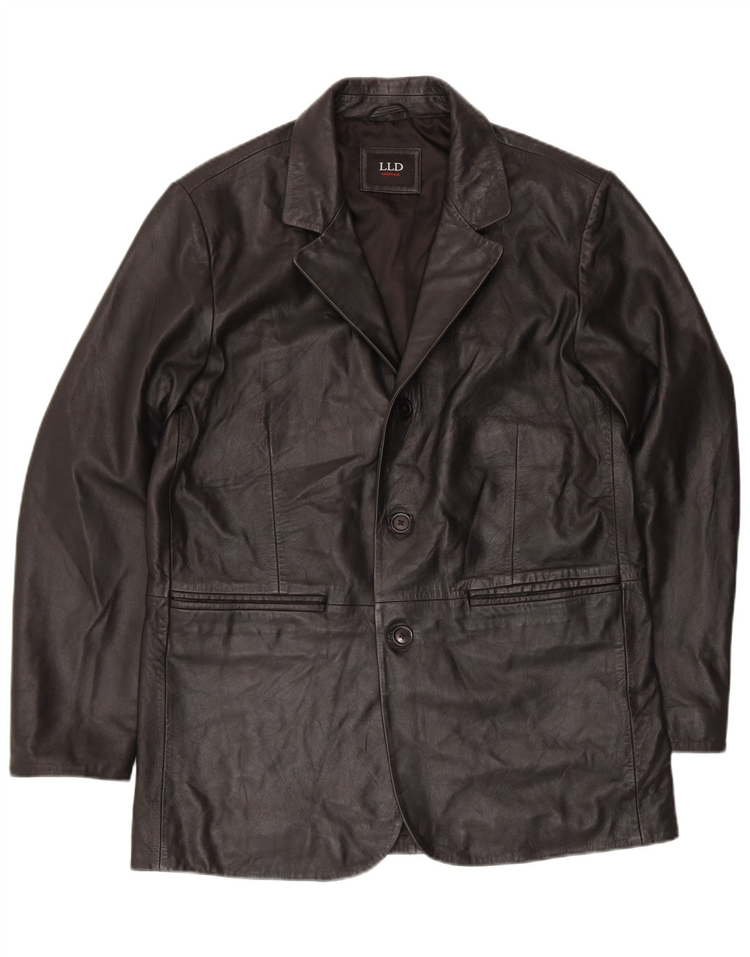 Jaqueta de couro masculina LLD UK 38 couro preto médio