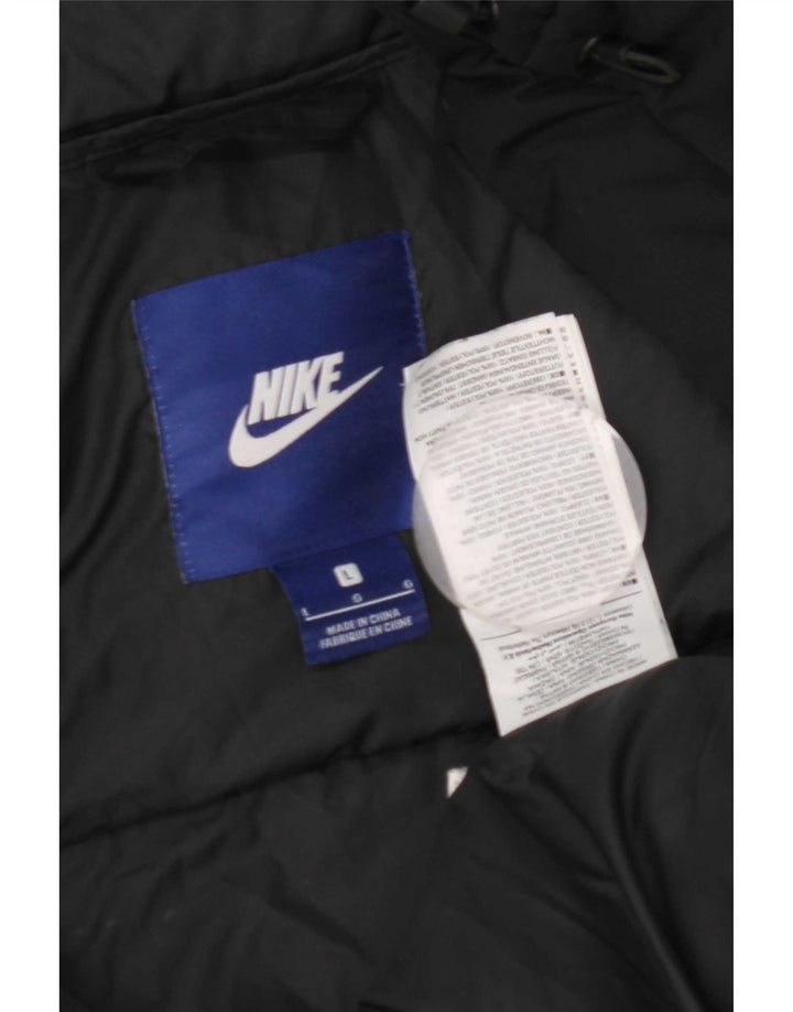 Jaqueta acolchoada com capuz masculina Nike UK 40 grande poliéster preto