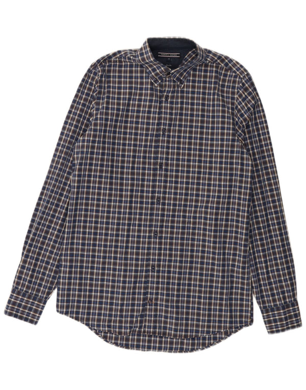 Tommy Hilfiger Mens Slim Fit Camisa Xadrez Azul Médio