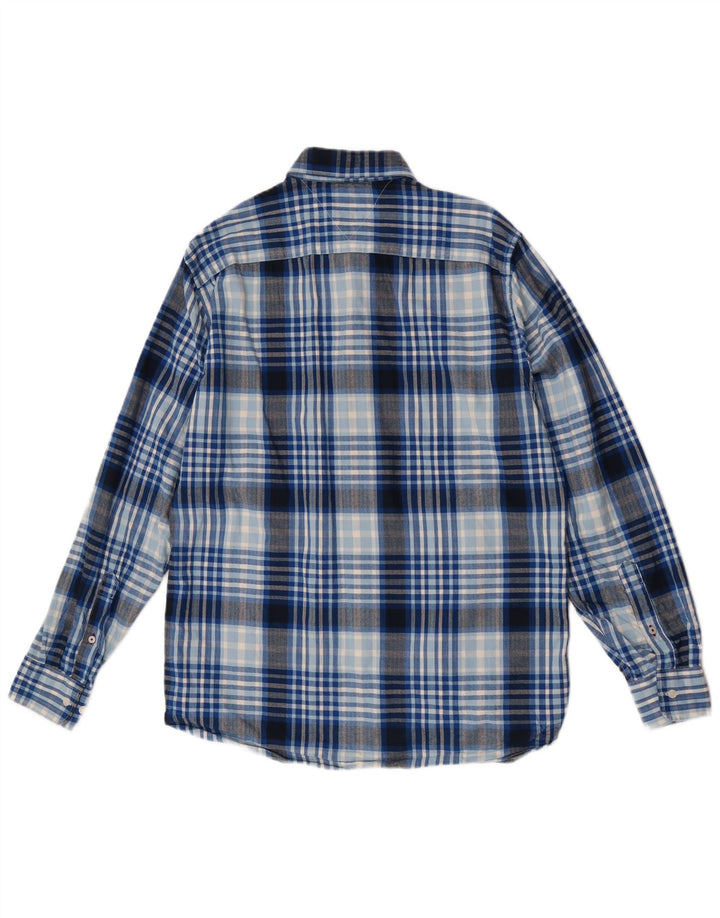 Camisa masculina Tommy Hilfiger Regular Fit grande algodão xadrez azul
