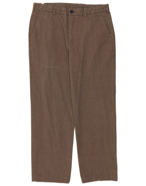 Calça chino masculina Brooks Brothers 346 reta W34 L29 algodão marrom