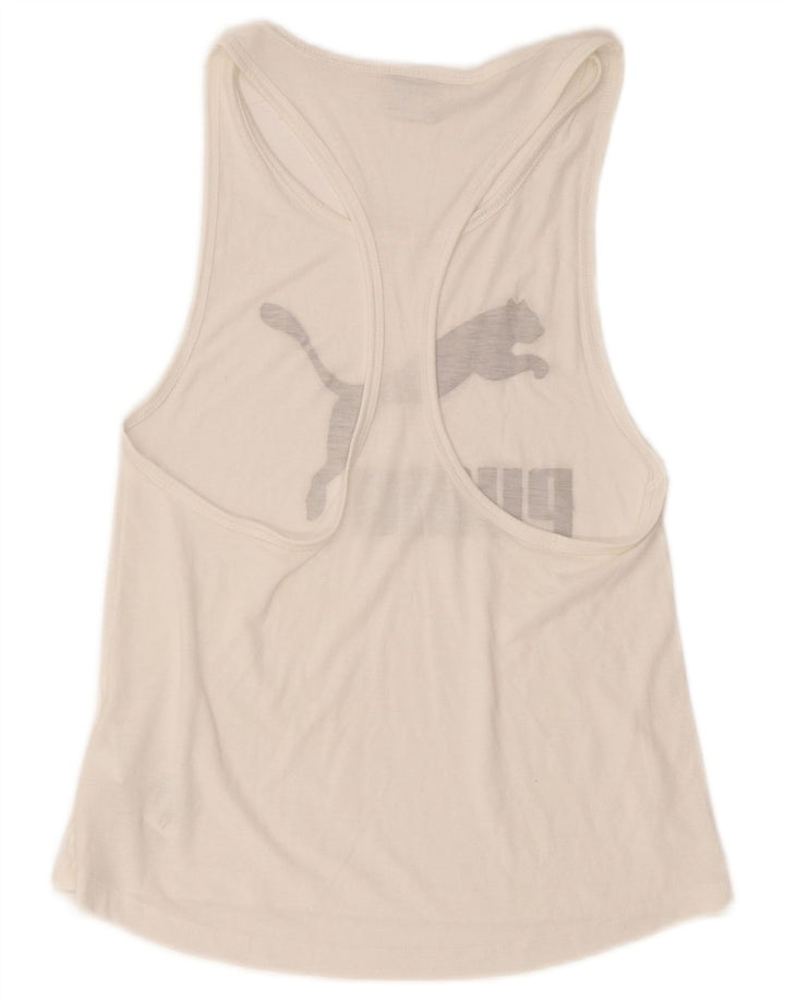 Puma Womens Graphic Vest Top UK 10 Pequeno Poliéster Branco