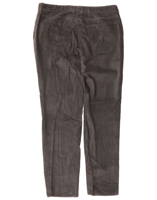 Calça feminina de veludo cotelê Eddie Bauer US 14 XL W38 L32 cinza