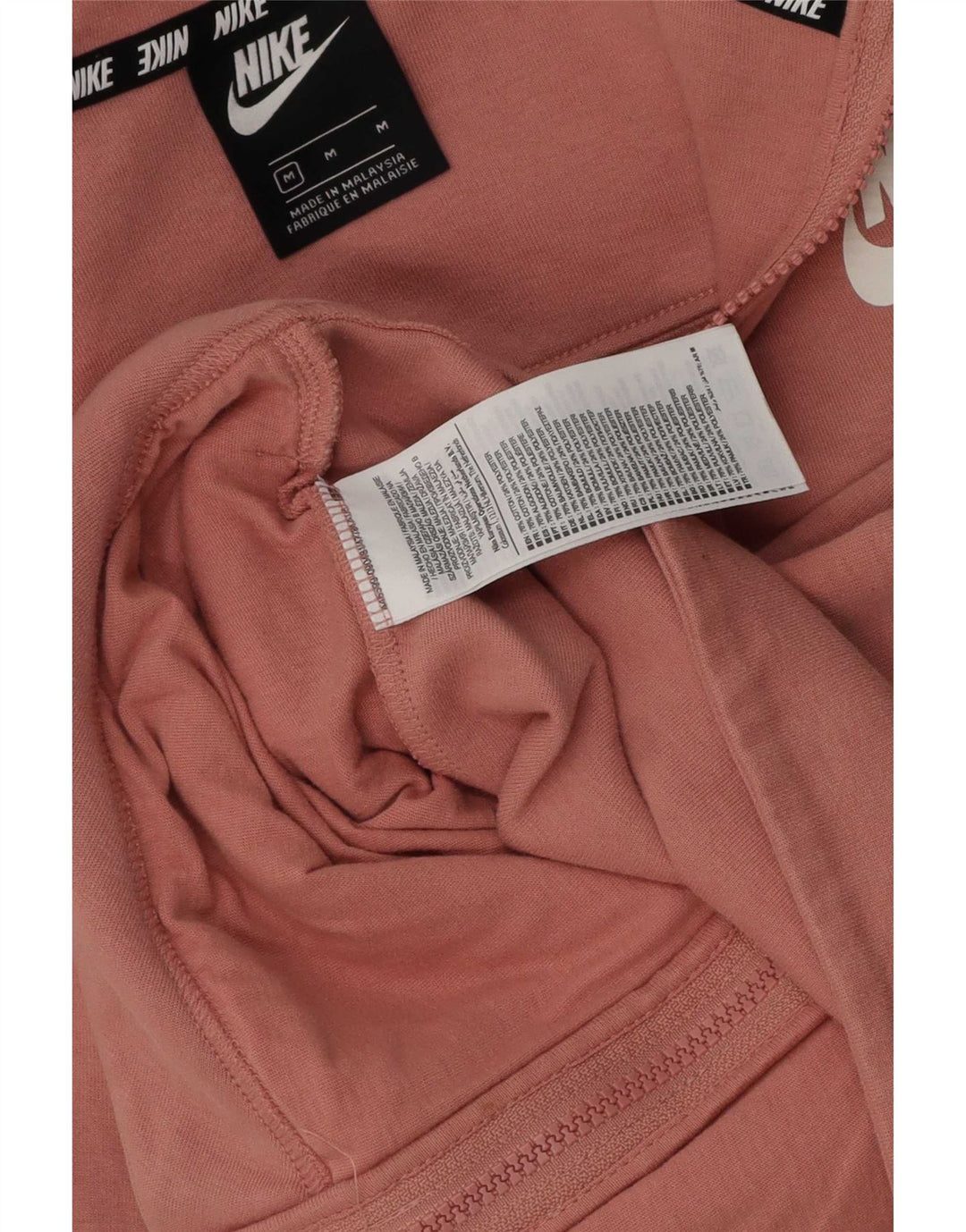 Suéter Nike feminino com capuz e zíper UK 14 médio algodão rosa
