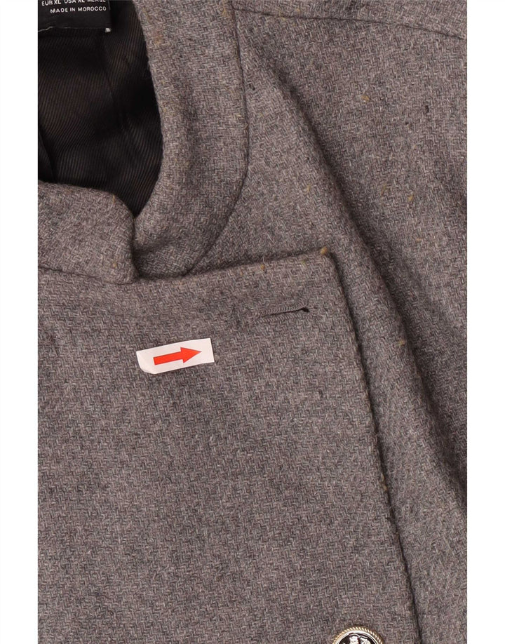 Zara Casaco feminino duplo breasted UK 18 XL Lã cinza