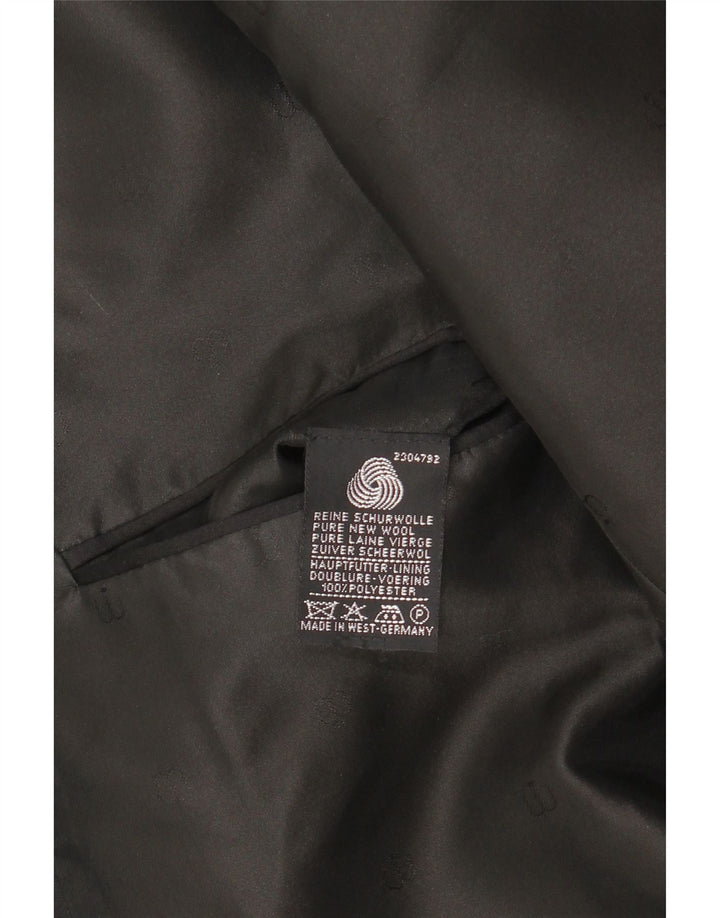 Jaqueta blazer masculina vintage com 1 botão Reino Unido 38 lã nova preta média