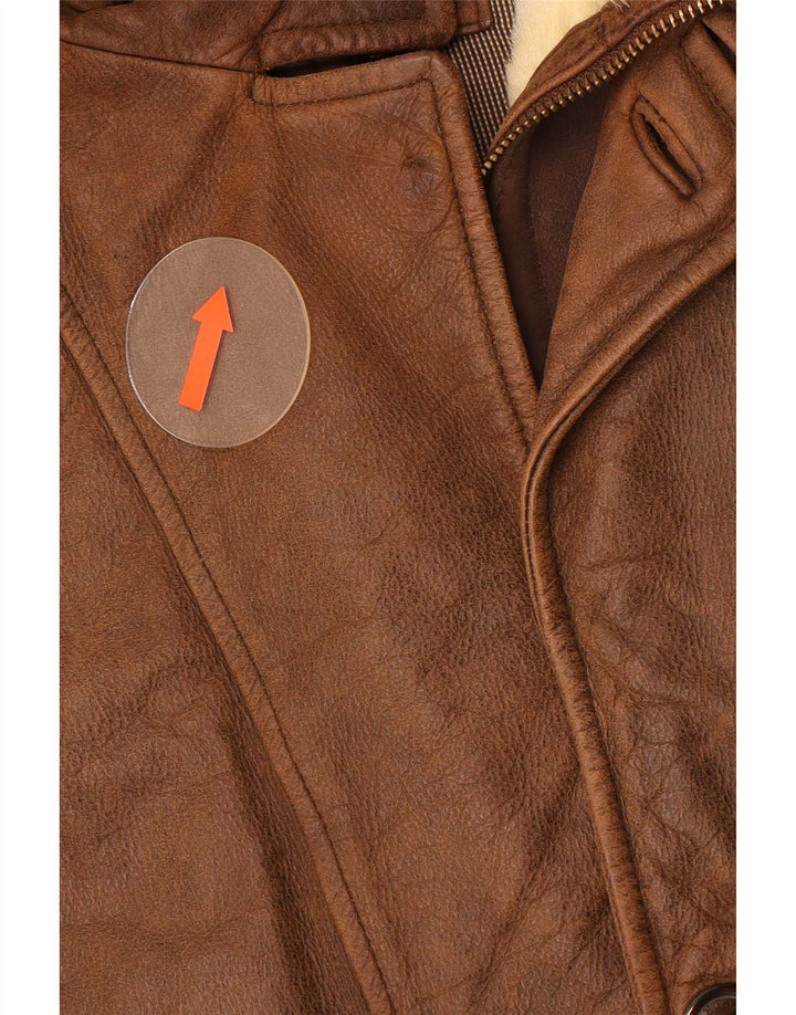 Jaqueta de couro masculina Trapper UK 50 5XL marrom