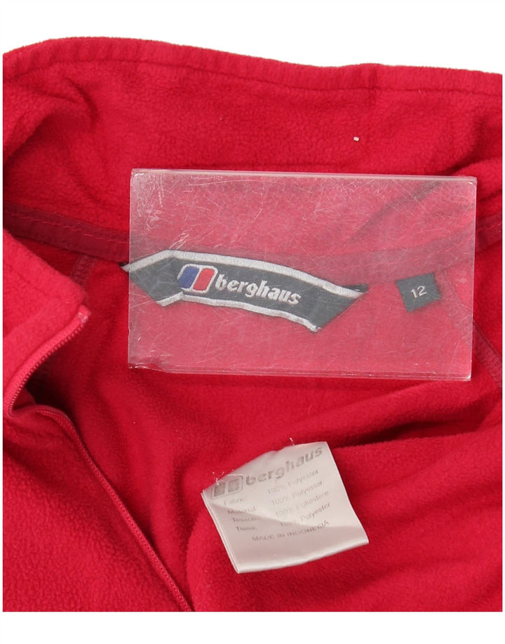 Suéter feminino de lã com zíper e gola BERGHAUS Reino Unido 12 poliéster rosa médio