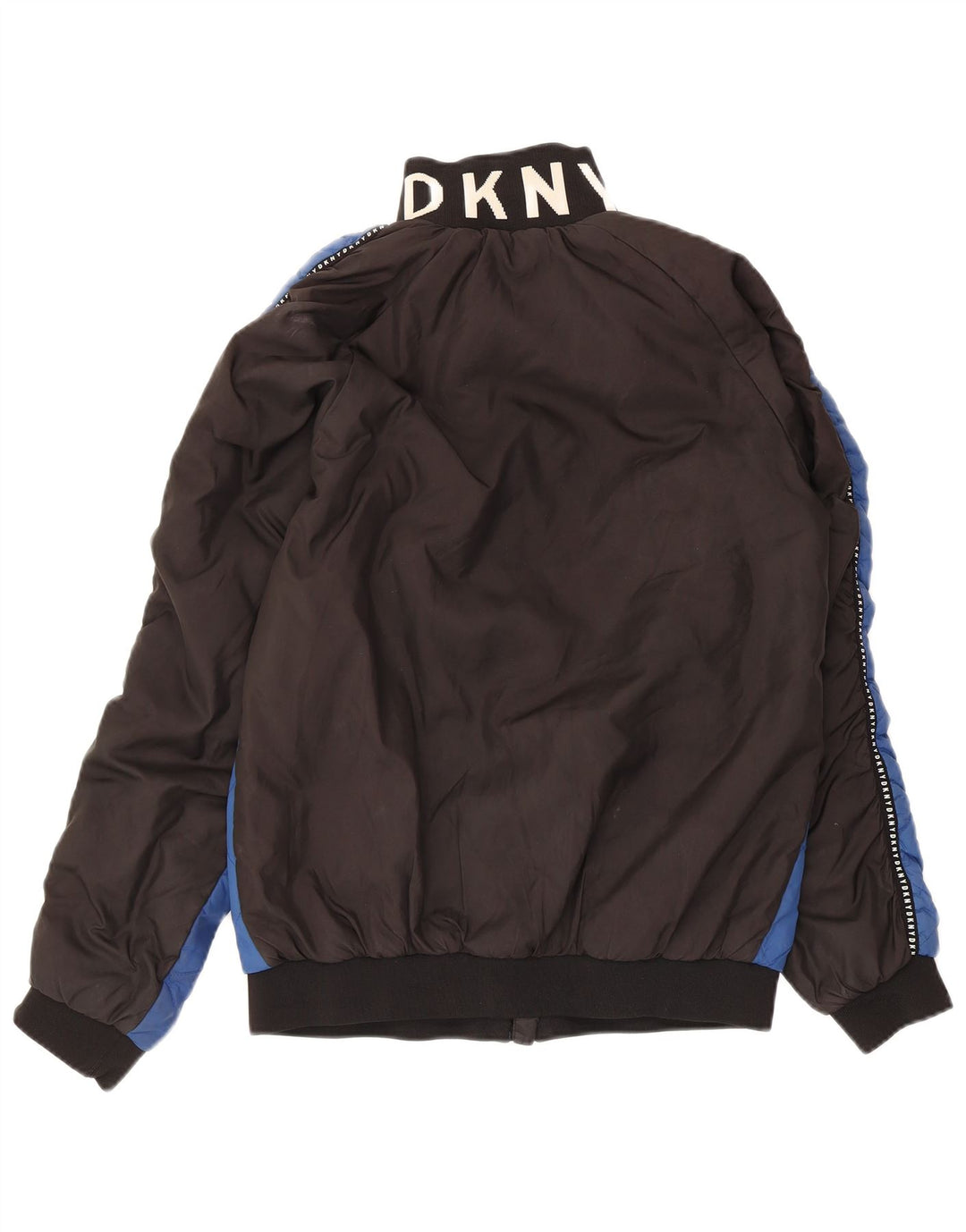 Jaqueta feminina acolchoada gráfica Dkny UK 14 poliéster colorblock azul médio