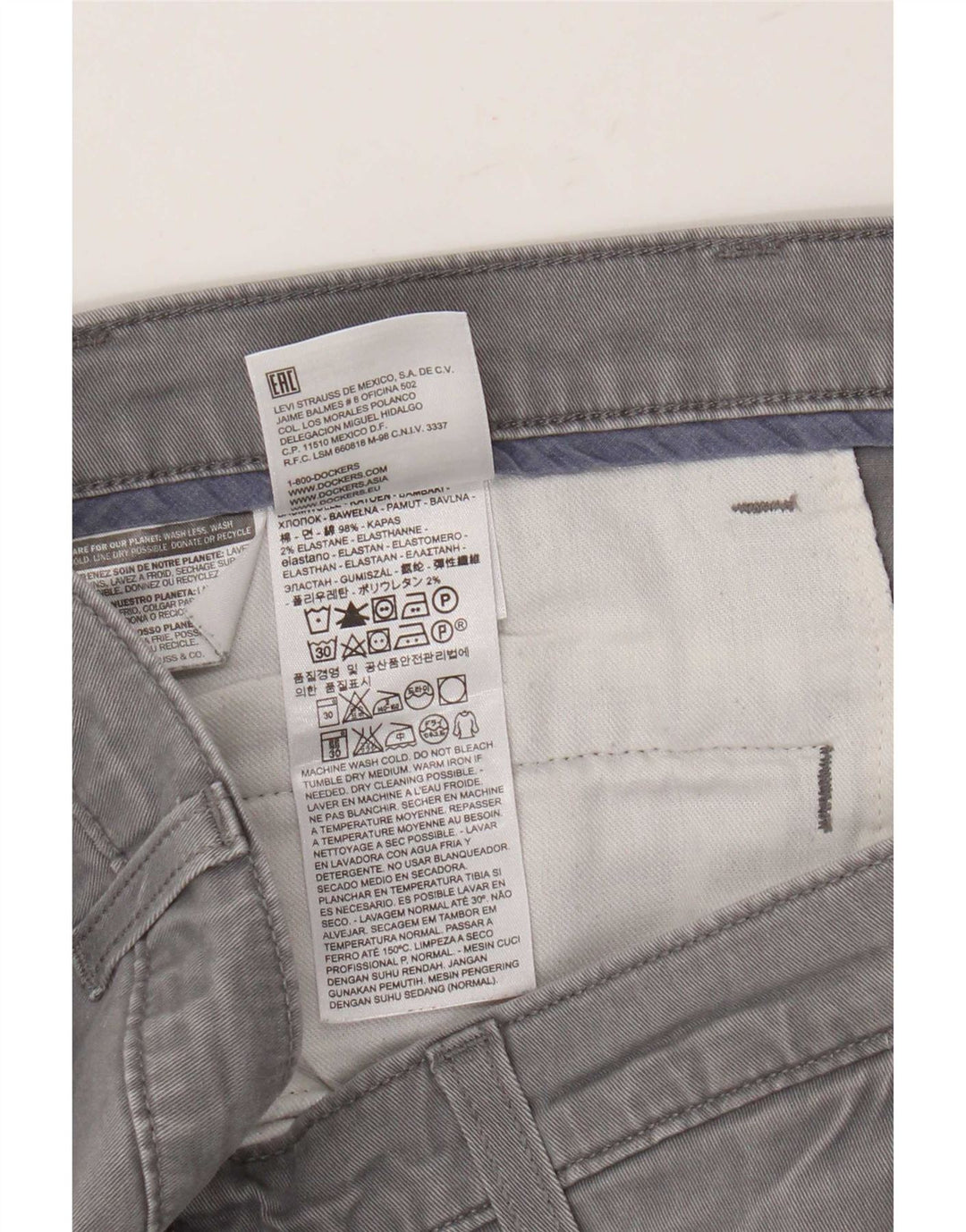 Calça Dockers masculina Slim Chino W32 L29 algodão cinza