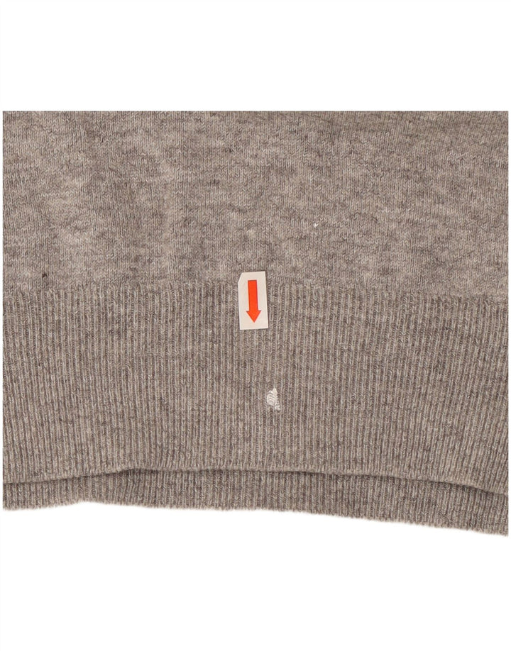 Suéter masculino Marks & Spencer com decote em V, pequeno algodão manchado cinza