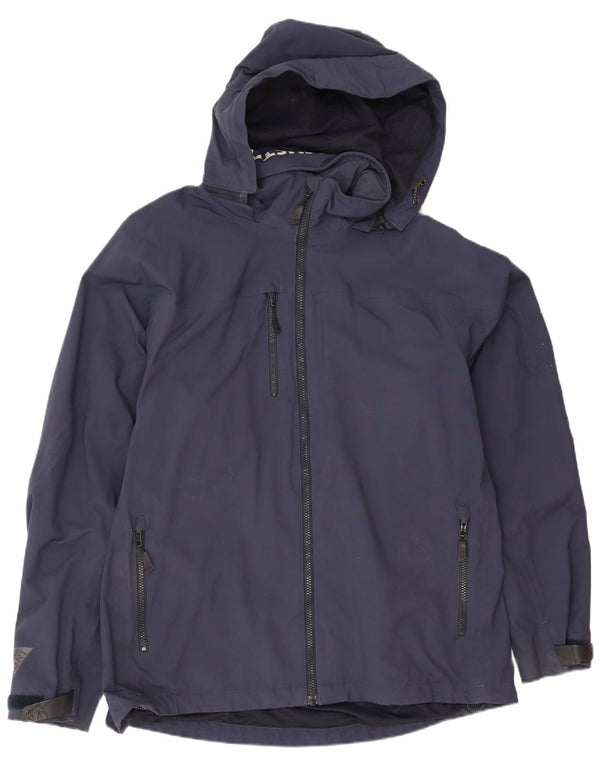 Jaqueta de chuva masculina Musto com capuz Reino Unido 40 grande poliéster azul marinho