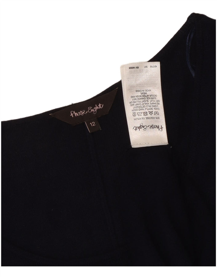 Blusa feminina de manga comprida FASE EIGHT UK 12 viscose azul marinho médio