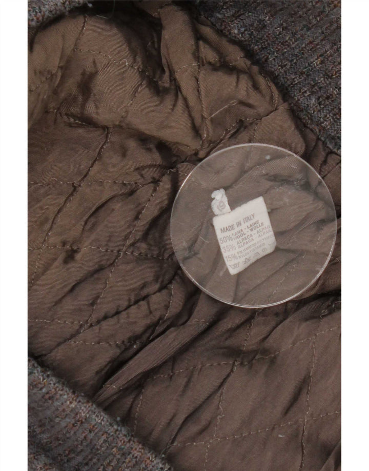 Jaqueta bomber masculina vintage de malha UK 36 pequena cinza Argyle/lã diamante