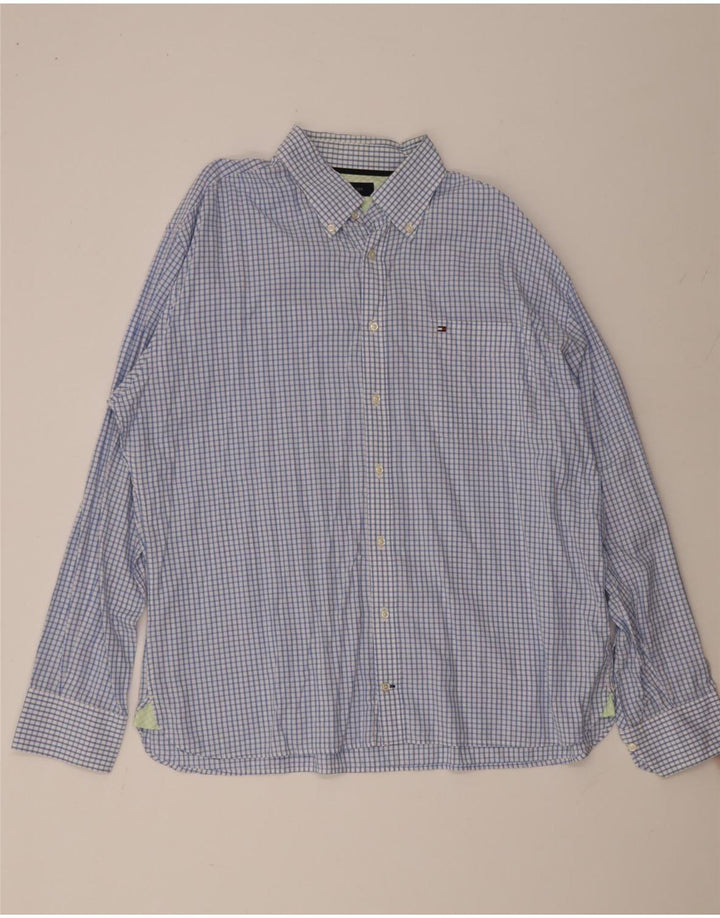 Camisa masculina Tommy Hilfiger 2XL algodão xadrez azul
