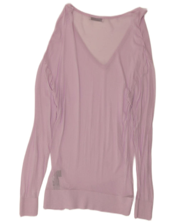 Blusa feminina transparente Zara UK 10 pequena viscose rosa