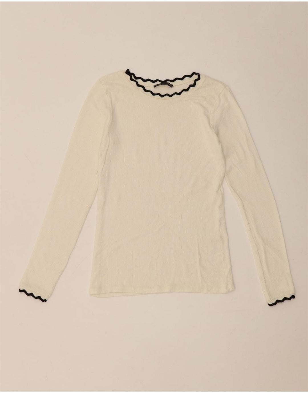 Zara Womens Crop Top Manga Longa Reino Unido 8 Pequeno Branco