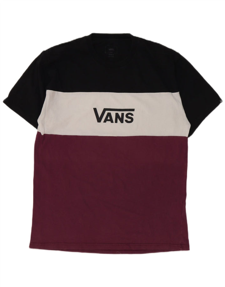 Vans Mens Graphic T-Shirt Top Grande Multicolorido Colorblock Algodão