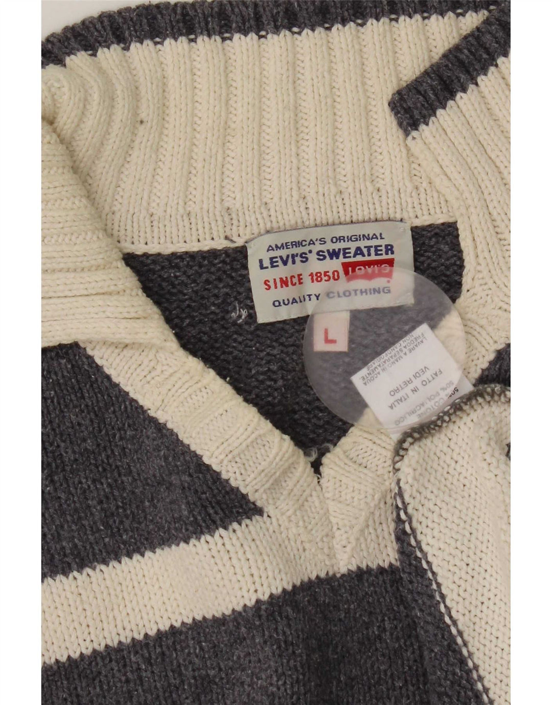 Suéter masculino Levi's com gola polo e algodão listrado cinza grande