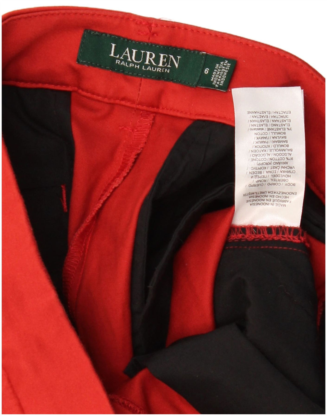 Calça chino feminina RALPH LAUREN US 6 médio W32 L26 algodão vermelho