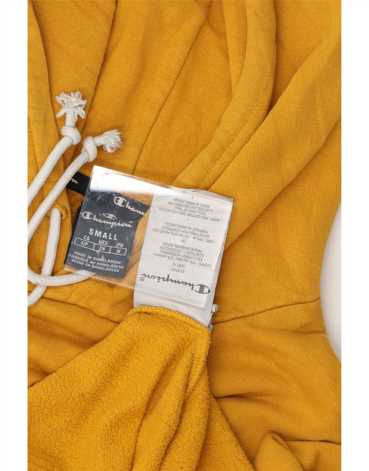 CHAMPION Mens Graphic Hoodie Jumper Small Yellow Cotton Vintage Champion and Second-Hand Champion from Messina Hembry 