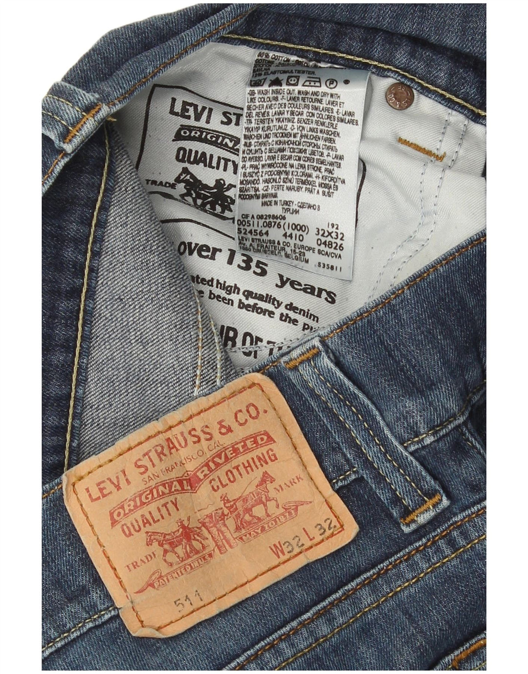 Levi's Masculino 511 Slim Jeans W32 L32 Azul Algodão