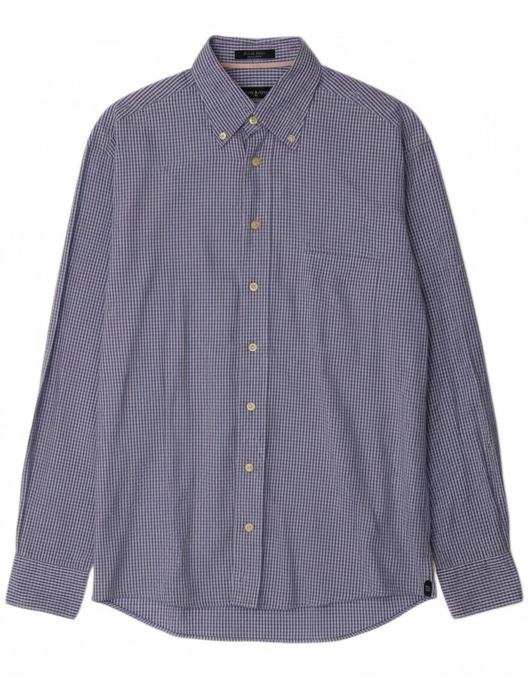 Camisa masculina GANT de algodão xadrez azul médio
