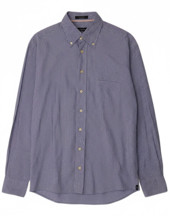 Camisa masculina GANT de algodão xadrez azul médio