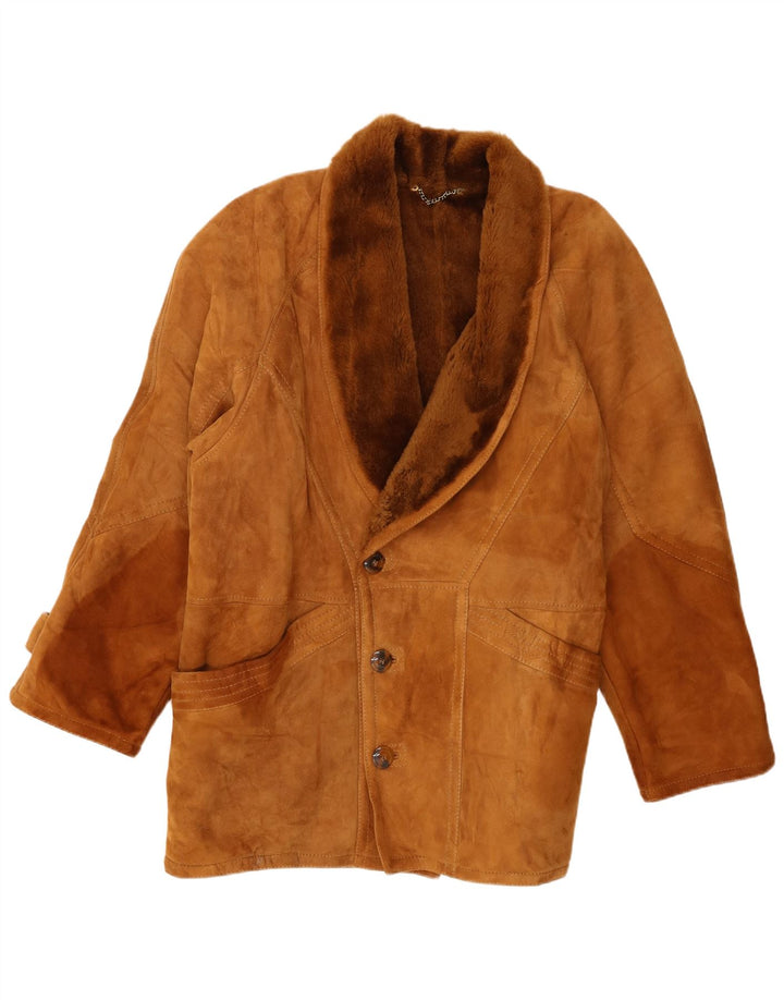 Jaqueta masculina vintage Shearling IT 54 2XL marrom