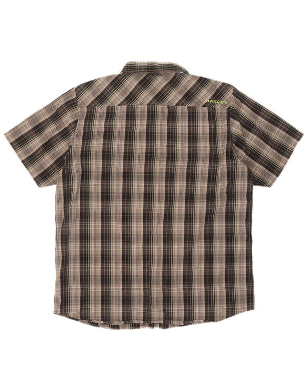 Camisa masculina de manga curta Oakley XL cinza xadrez