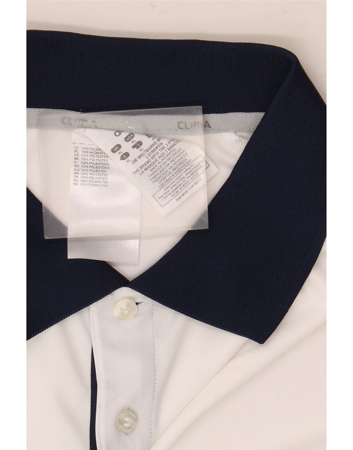 Adidas Mens Polo Shirt XL Branco Colorblock Poliéster
