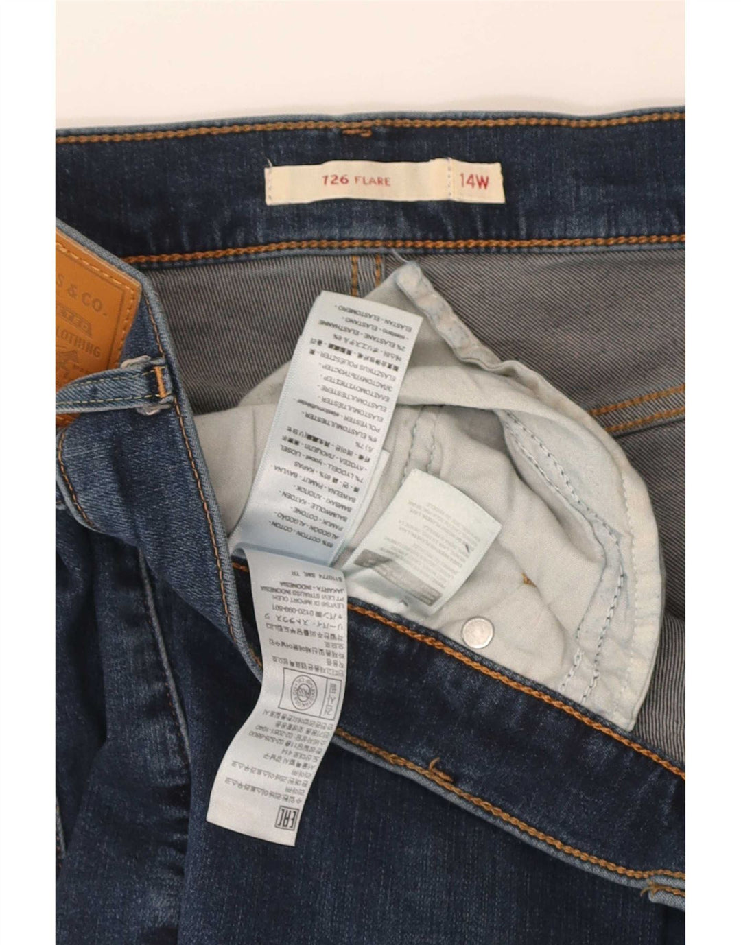 Calça jeans feminina Levi's 726 Flared US 14 XL W36 L33 azul algodão
