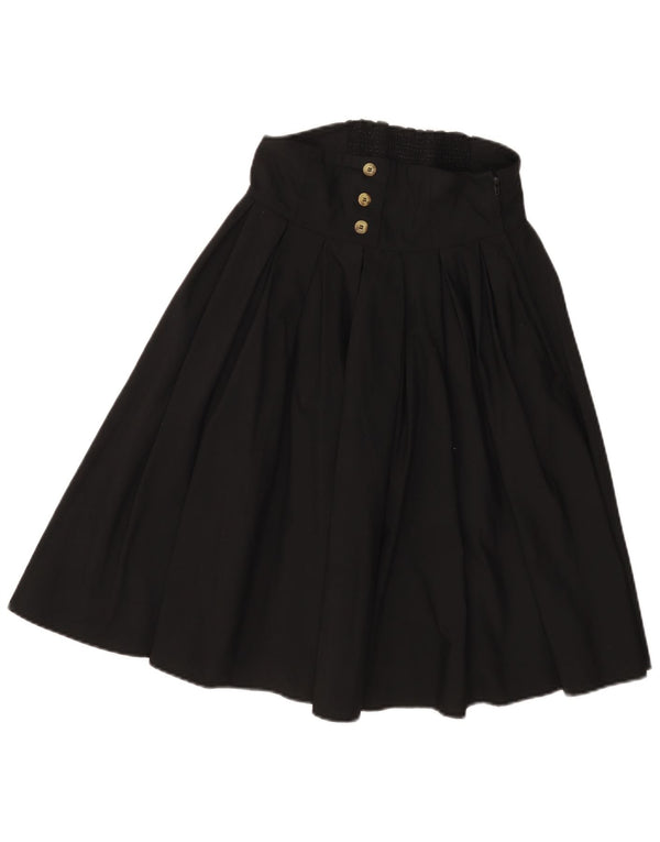 Saia plissada feminina vintage EU 36 pequena W28 algodão preto