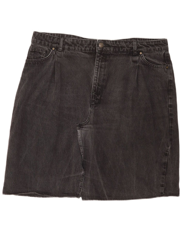 Saia jeans feminina John Lewis UK 18 XL W38 algodão preto