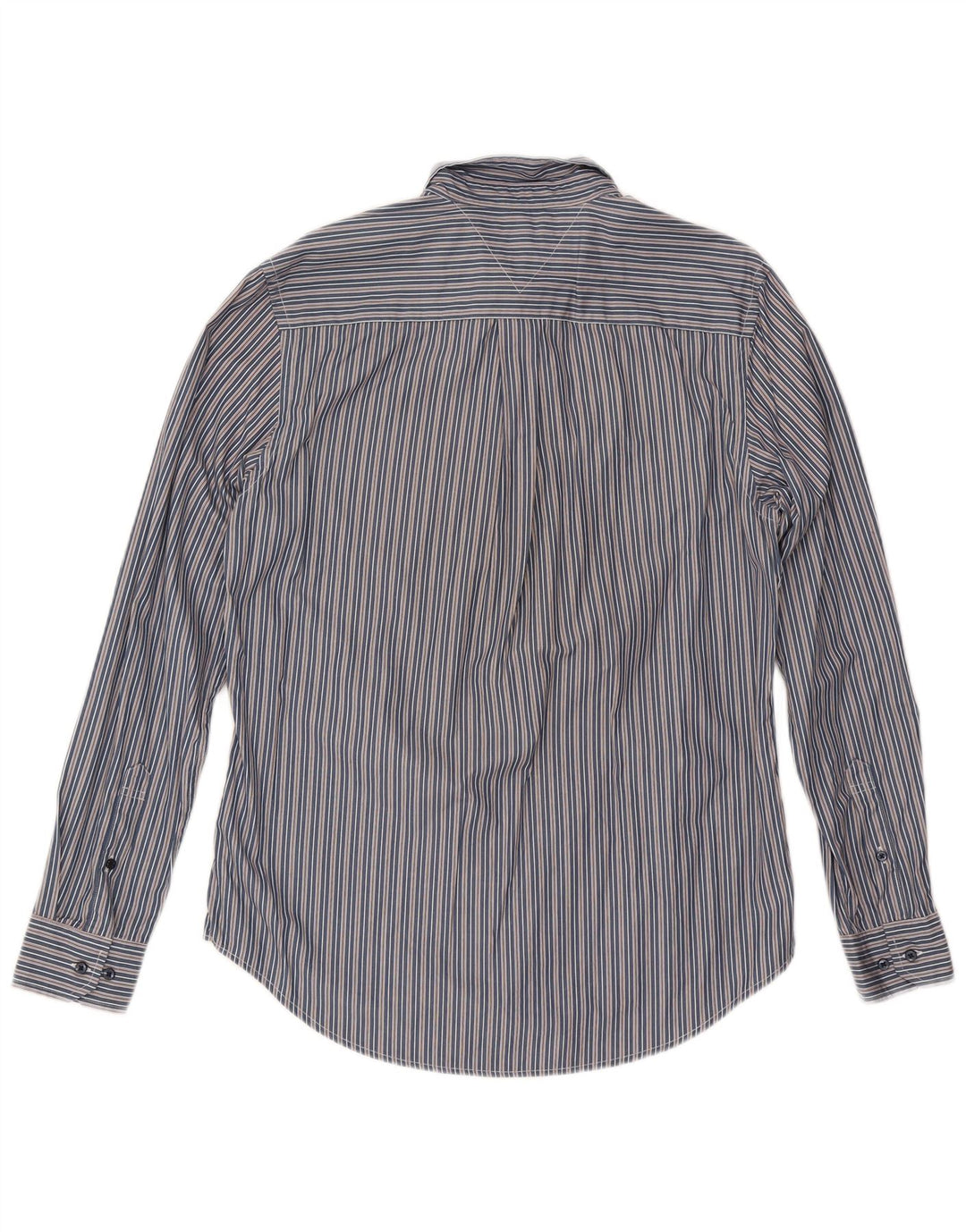 Camisa masculina Tommy Hilfiger Custom Fit média azul marinho listrada de algodão