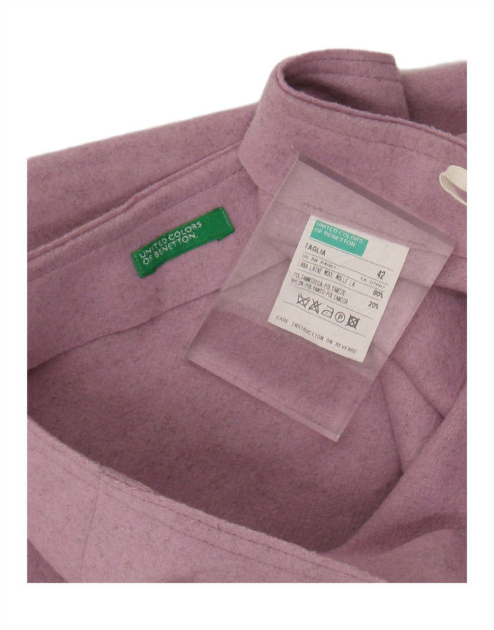 Saia midi feminina BENETTON IT 42 médio W28 lã roxa