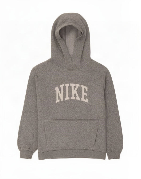 Nike Boys Graphic Hoodie Jumper 12-13 Years Large Grey Flecked Cotton