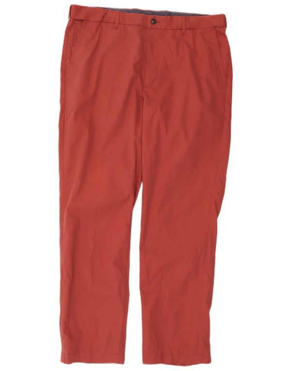 Calça Chino masculina Marks & Spencer Blue Harbor Regular Fit W38 L31 vermelha