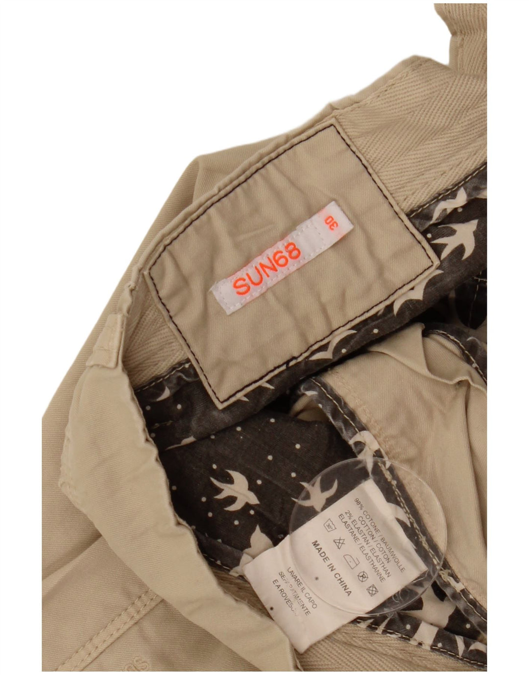 Calça cargo masculina Sun68 reta W30 L30 algodão bege
