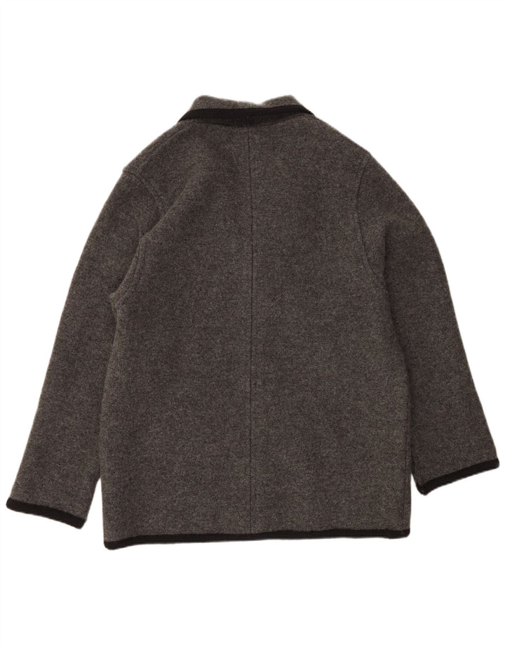 Jaqueta Blazer Vintage Feminina com 3 Botões Reino Unido 38 Cinza Médio