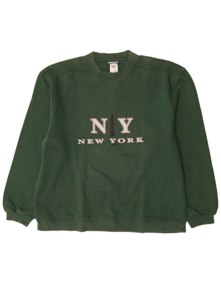 Reebok Mens Graphic Moletom Jumper 2XL Algodão Verde