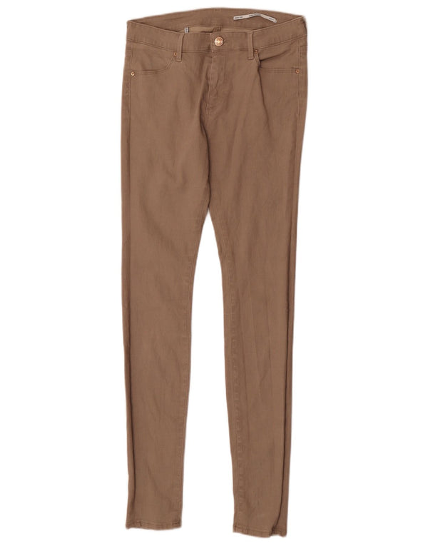 Calça feminina Zara cintura média skinny casual UE 36 XS W26 L30 bege