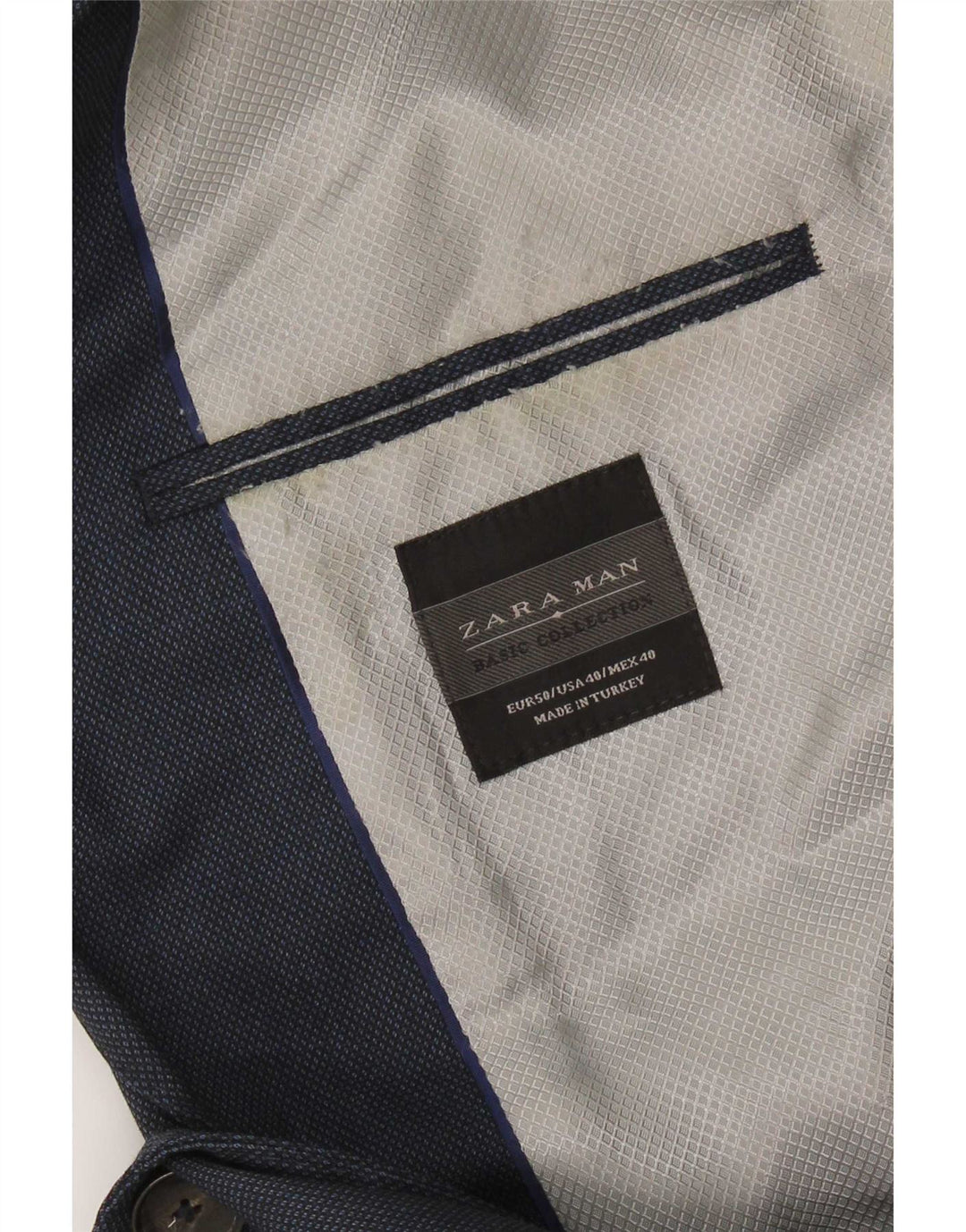 Jaqueta blazer masculina Zara com 2 botões EU 50 médio azul marinho