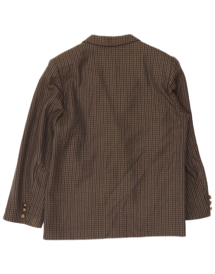 Jaqueta blazer feminina vintage com peito duplo Reino Unido 14 médio marrom houndstooth