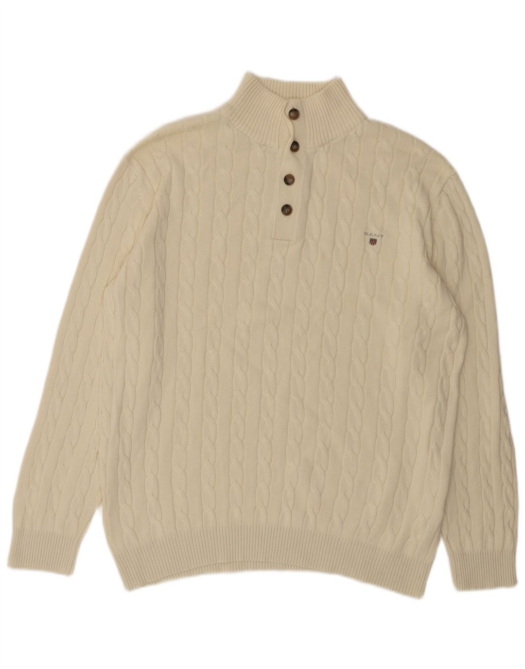 Suéter masculino Gant com gola e botão 2XL em algodão branco