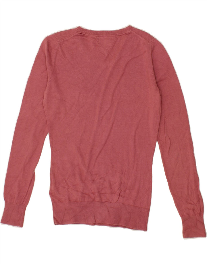TOMMY HILFIGER Girls V-Neck Jumper Sweater 13-14 Years Pink Cotton Vintage Tommy Hilfiger and Second-Hand Tommy Hilfiger from Messina Hembry 