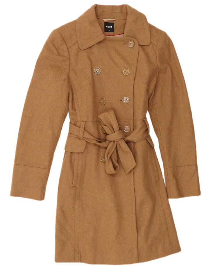 Casaco feminino Oasis com peito duplo UK 12 lã bege médio