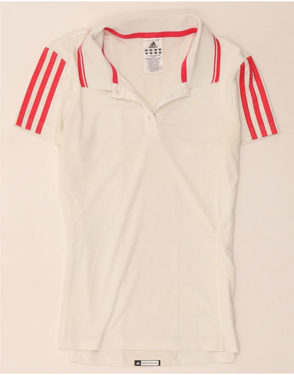 Adidas Womens Climacool Polo Shirt UK 14 Médio Branco Poliéster