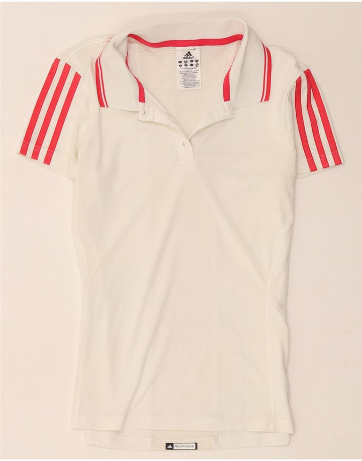 Adidas Womens Climacool Polo Shirt UK 14 Médio Branco Poliéster